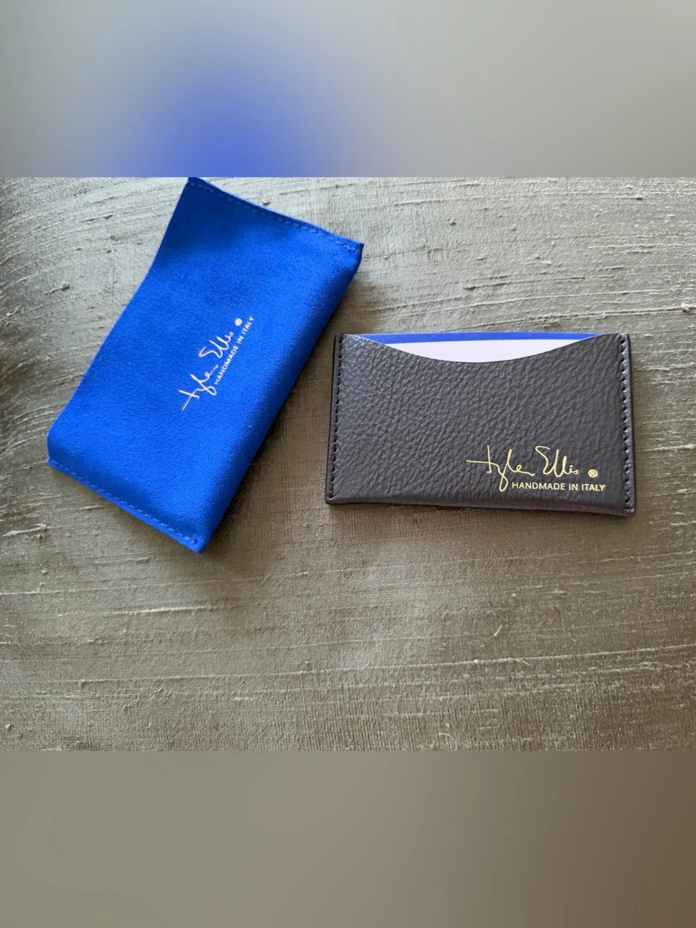 Tyler Ellis Wynn Card Holder – Raven Pebbled Leather | Handmade in Italy